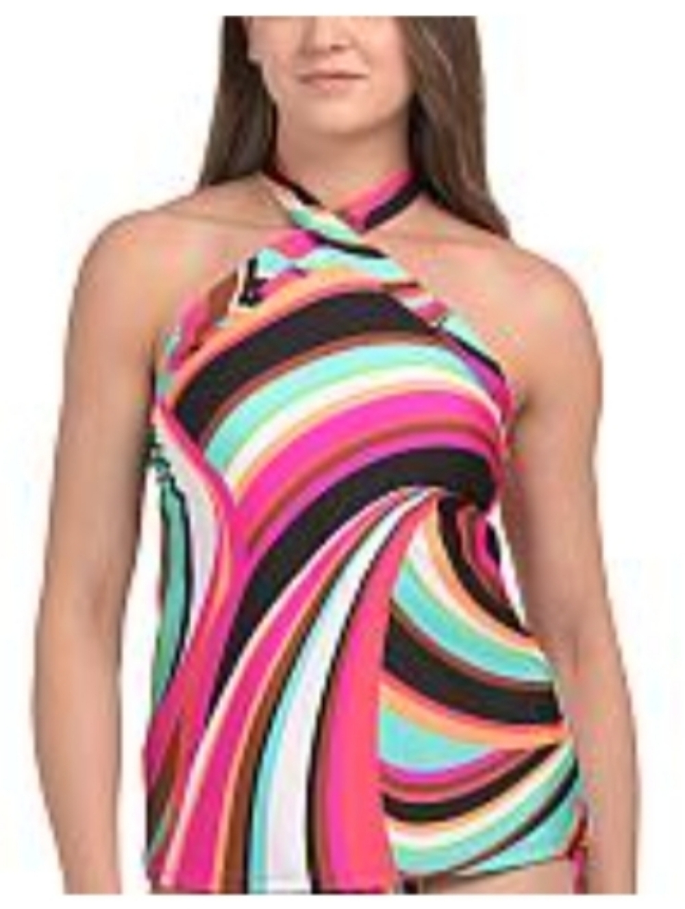 NWT Trina Turk Women’s Halter Tankini Top - Pink Multicolor Swirl■ Size 6
